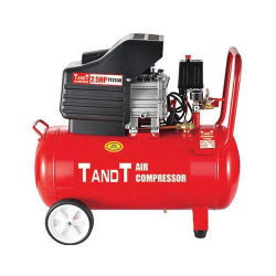 Taiway Air Compressor TWW-55025, heavy-duty twin-tank model with reinforced frame, pressure gauges, and motor assembly, designed for high-performance industrial use.
