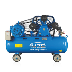 TWB-0.17/8 Air Compressor With Compact Horizontal Tank, Belt-Driven Motor, Pressure Gauges, and Sturdy Frame, Designed for Light-Duty Air Compression In Workshops or Garages.