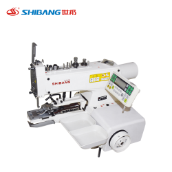 Shibang-1377NS Computer Button Machine Featuring a Digital control Panel, Automated Button Feeding System, and Servo-Driven Stitching Mechanism for High-Speed Garment Finishing.