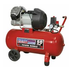 TWB-0.25/8 Air Compressor Featuring a Horizontal Cylindrical Tank, Mounted Motor and Pump Unit, Pressure Gauges, and Safety Valves, Designed for Reliable Compressed Air Supply In Industrial and Workshop Environments.