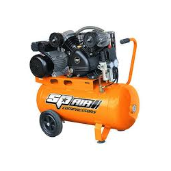 Taiway Air Compressor TWW-55010 With Compact Design, Horizontal Air Tank, Control Panel With Pressure Gauges, and Sturdy Frame for Efficient Air Compression In Workshop Or Small Industrial Applications.