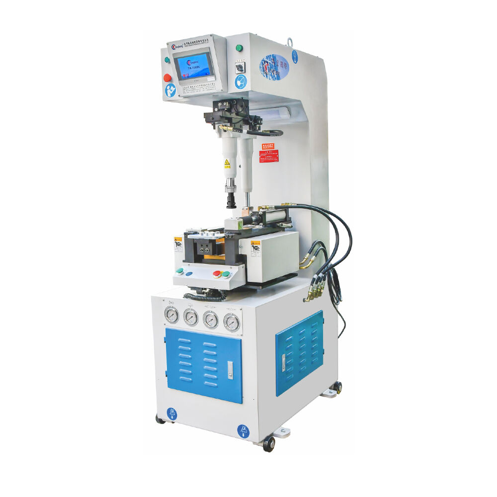 TH-710EU PLC-controlled mini heavy-duty walled sole attaching machine with 16 side pressure rubber pads for precise and compact shoe sole bonding. TH-710EU PLC-controlled mini heavy-duty walled sole attaching machine with 16 side pressure rubber pads for precise and compact shoe sole bonding.