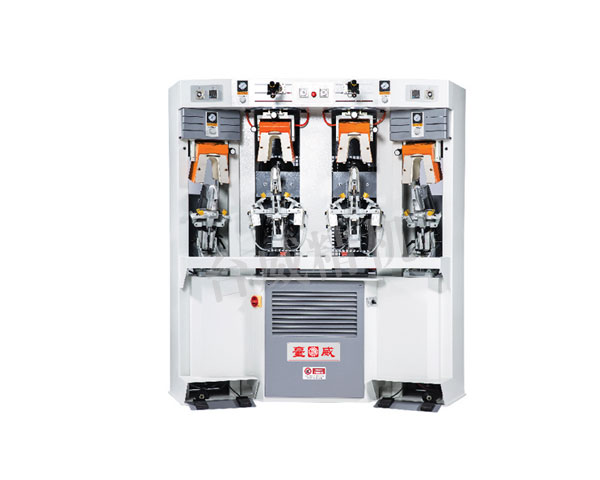 TW-682BM two cold and two hot backpart moulding machine featuring dual cold and hot moulding stations, hydraulic system, control panel, and sturdy frame, designed for efficient backpart moulding in shoe production. TW-682BM two cold and two hot backpart moulding machine featuring dual cold and hot moulding stations, hydraulic system, control panel, and sturdy frame, designed for efficient backpart moulding in shoe production.