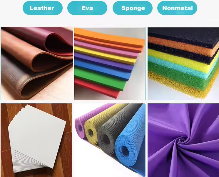 Hydraulic Swing Arm Clicking Press Die Cutting Machine designed for precise cutting of leather and similar materials using a hydraulic-powered swing arm mechanism. Hydraulic Swing Arm Clicking Press Die Cutting Machine designed for precise cutting of leather and similar materials using a hydraulic-powered swing arm mechanism.