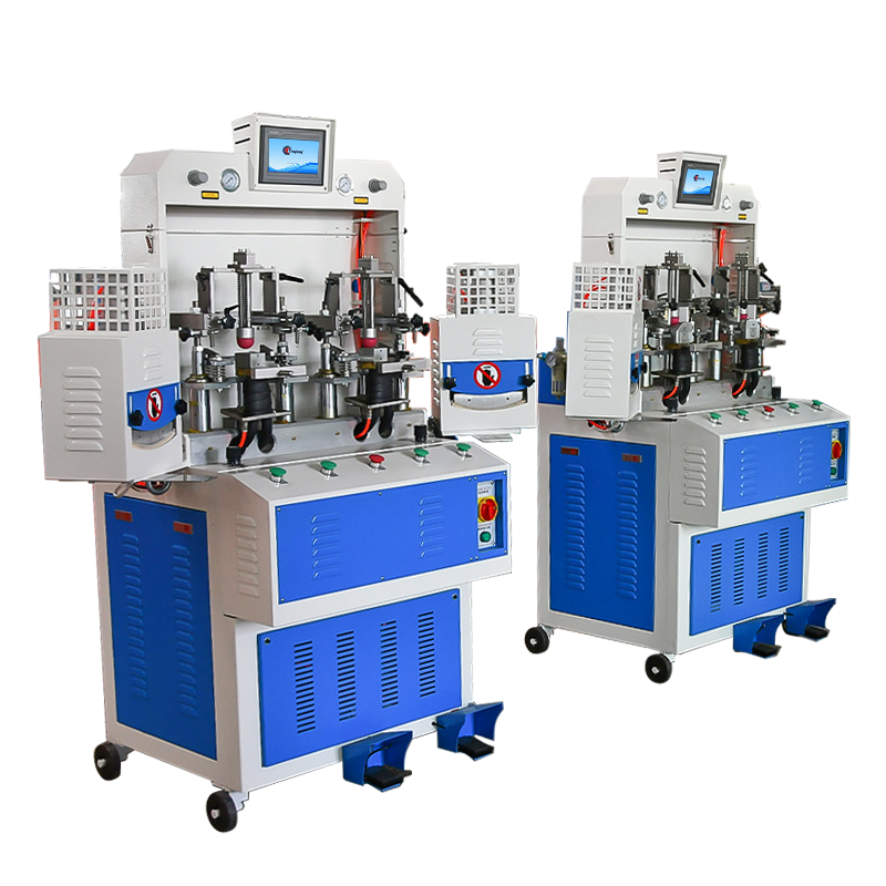 TH-316 Shoe Toe Moulding Machine with two hot and two cold moulding stations for precise shaping of footwear toe boxes in industrial shoe manufacturing TH-316 Shoe Toe Moulding Machine with two hot and two cold moulding stations for precise shaping of footwear toe boxes in industrial shoe manufacturing