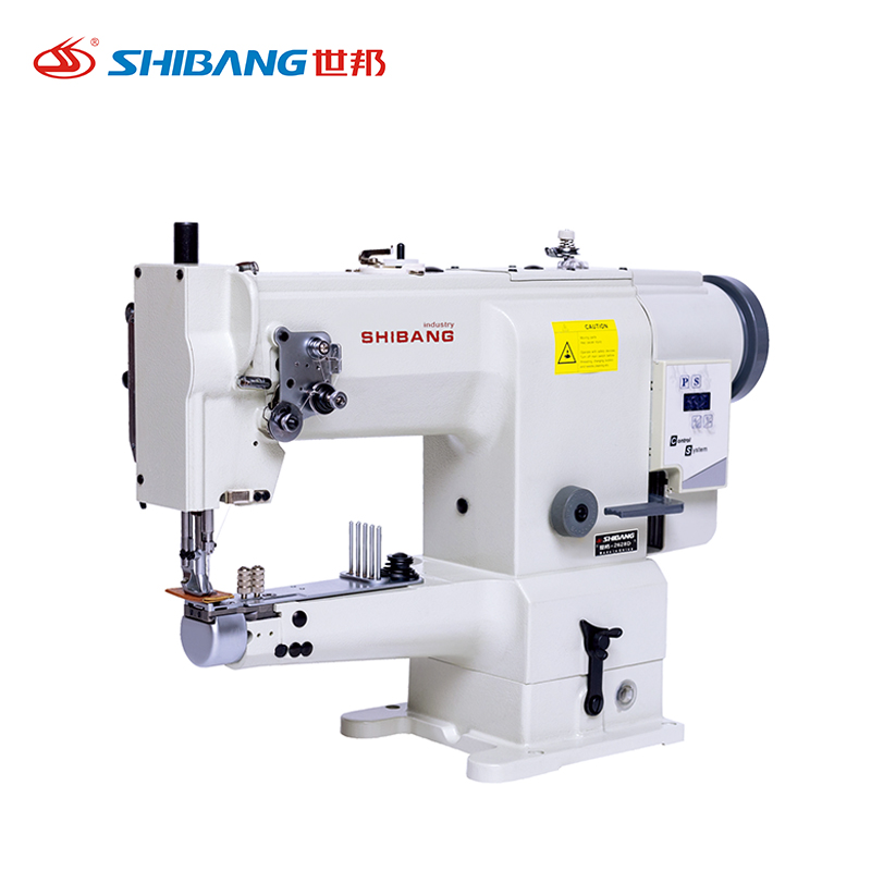 Shibang-2628D Cylinder-Type industrial sewing machine with a sturdy metal frame, cylinder arm design for stitching cylindrical materials, single needle lockstitch mechanism, and control panel, ideal for footwear and leather goods manufacturing. Shibang-2628D Cylinder-Type industrial sewing machine with a sturdy metal frame, cylinder arm design for stitching cylindrical materials, single needle lockstitch mechanism, and control panel, ideal for footwear and leather goods manufacturing.