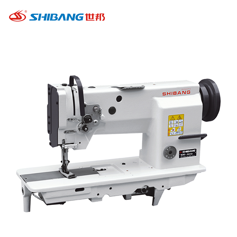 Shibang-4410 Comprehensive Feeding Single Needle Flat Sewing Machine with a flatbed design, integrated control panel, and precision feed mechanism for sewing various fabric types in industrial applications. Shibang-4410 Comprehensive Feeding Single Needle Flat Sewing Machine with a flatbed design, integrated control panel, and precision feed mechanism for sewing various fabric types in industrial applications.
