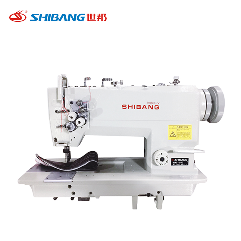 Shibang-842 / 872 Double Needle Lockstitch Sewing Machine featuring twin needles, flatbed design, and synchronized feed system for parallel stitching on medium to heavy fabrics. Shibang-842 / 872 Double Needle Lockstitch Sewing Machine featuring twin needles, flatbed design, and synchronized feed system for parallel stitching on medium to heavy fabrics.