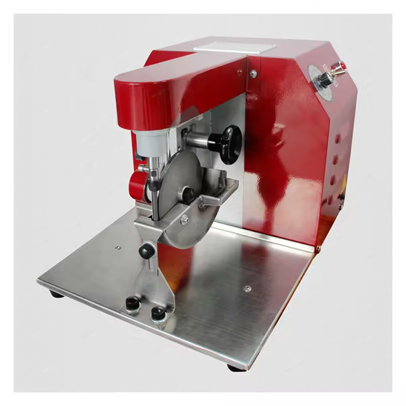 TH-141E Fine Shaft Dyeing Machine designed for precise dye application on narrow or delicate leather edges in footwear and leather goods manufacturing. TH-141E Fine Shaft Dyeing Machine designed for precise dye application on narrow or delicate leather edges in footwear and leather goods manufacturing.