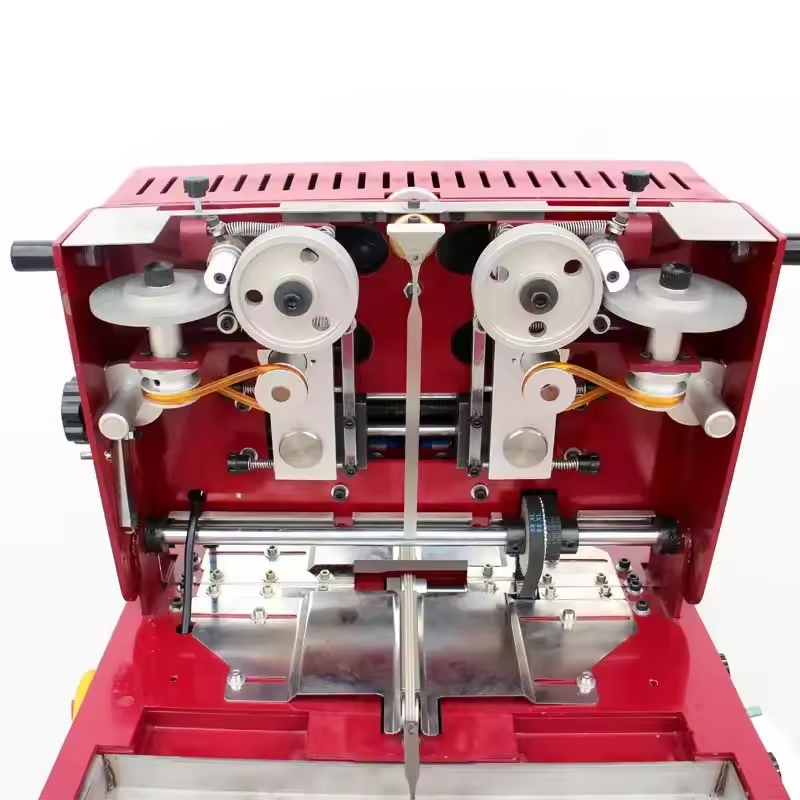 TH-630 Horizontal Bilateral Dyeing Machine designed for simultaneous two-sided dyeing of leather edges with horizontal operation for uniform color application. TH-630 Horizontal Bilateral Dyeing Machine designed for simultaneous two-sided dyeing of leather edges with horizontal operation for uniform color application.