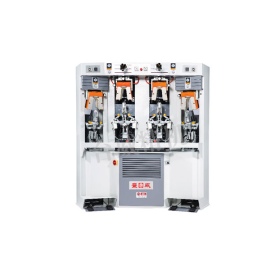 TW-682BM two cold and two hot backpart moulding machine featuring dual cold and hot moulding stations, hydraulic system, control panel, and sturdy frame, designed for efficient backpart moulding in shoe production.