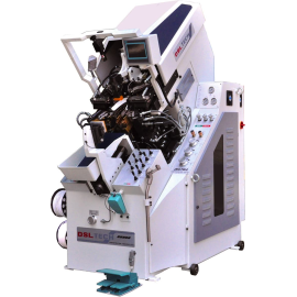 TW-687MB computerized full automatic cementing toe lasting machine featuring robotic arms, hydraulic pressing system, touchscreen control panel, and robust frame, designed for efficient toe lasting in shoe production.