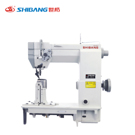 Shibang-9910 Single Needle Roller industrial sewing machine with roller feed mechanism, designed for heavy-duty stitching on thick fabrics and leather.