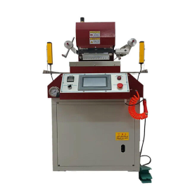 TH-170 rotating platform hot stamping machine designed for precise heat transfer printing and decorative stamping on footwear and leather goods.