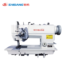 Shibang-845 / 875 Double needle double jump flat sewing machine with dual needles and advanced double jump stitching capability, designed for precise and durable flat seam sewing on various fabrics.