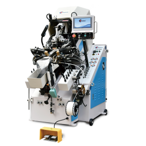 TH-N738MA automatic cementing toe lasting machine with 9 pincers and computer memory control for precise adhesive application and efficient toe shaping in footwear production.