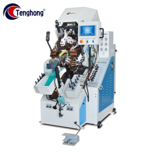 TH-747A Automatic Toe Lasting Machine with 9 Pincers and Computer Memory Control for High-Precision Toe Forming in Shoe Manufacturing.