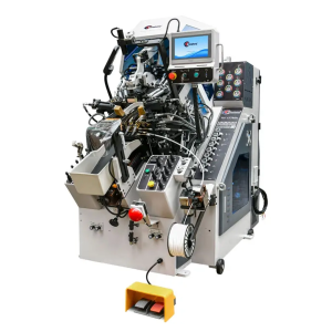 TH-777MA Automatic Servo Cementing Toe Lasting Machine with 9 Pincers and Computer Memory Control for Precise Adhesive Application and Toe Shaping in Shoe Manufacturing.