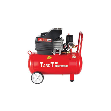 Taiway Air Compressor TWW-55025, heavy-duty twin-tank model with reinforced frame, pressure gauges, and motor assembly, designed for high-performance industrial use.