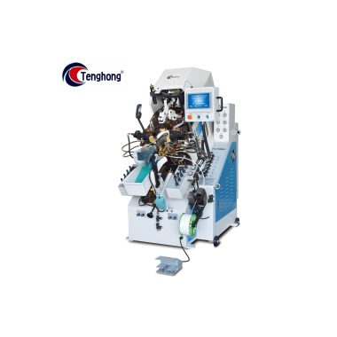 TH-739MA Automatic Cementing Toe Lasting Machine with 9 Pincers and Computer Memory Control for Precise Toe Shaping and Adhesive Application in Footwear Production.