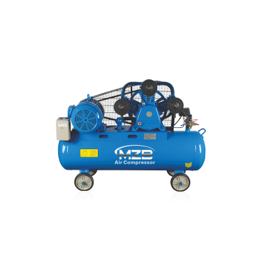 TWB-0.17/8 Air Compressor With Compact Horizontal Tank, Belt-Driven Motor, Pressure Gauges, and Sturdy Frame, Designed for Light-Duty Air Compression In Workshops or Garages.