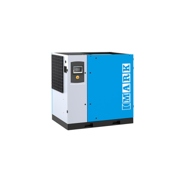 Industrial screw air compressor with dual helical rotors and digital control panel used for continuous compressed air supply in manufacturing facilities