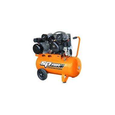 Taiway Air Compressor TWW-55010 With Compact Design, Horizontal Air Tank, Control Panel With Pressure Gauges, and Sturdy Frame for Efficient Air Compression In Workshop Or Small Industrial Applications.