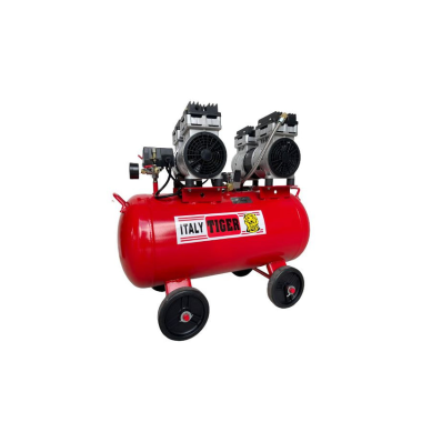 Taiway Air Compressor TWW-55080 With Large Horizontal Air Tank, Control Panel With Pressure Gauges, Robust Motor Housing, and Sturdy Frame Designed for Heavy-Duty Industrial Air Compression.